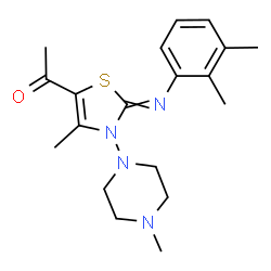 ChemSpider 2D Image | 1-{2-[(2,3-Dimethylphenyl)imino]-4-methyl-3-(4-methyl-1-piperazinyl)-2,3-dihydro-1,3-thiazol-5-yl}ethanone | C19H26N4OS