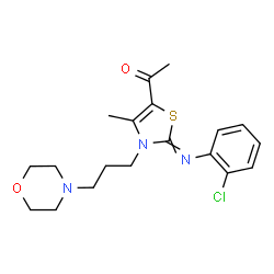 ChemSpider 2D Image | 1-{2-[(2-Chlorophenyl)imino]-4-methyl-3-[3-(4-morpholinyl)propyl]-2,3-dihydro-1,3-thiazol-5-yl}ethanone | C19H24ClN3O2S