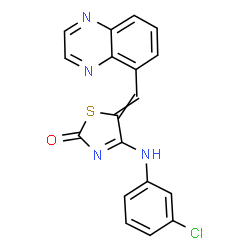 ChemSpider 2D Image | 4-[(3-Chlorophenyl)amino]-5-(5-quinoxalinylmethylene)-1,3-thiazol-2(5H)-one | C18H11ClN4OS