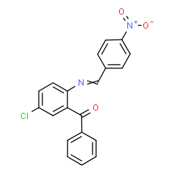 ChemSpider 2D Image | {5-Chloro-2-[(4-nitrobenzylidene)amino]phenyl}(phenyl)methanone | C20H13ClN2O3