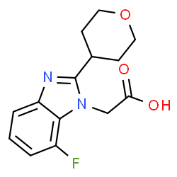 ChemSpider 2D Image | 2-[7-Fluoro-2-(oxan-4-yl)-1H-1,3-benzodiazol-1-yl]acetic acid | C14H15FN2O3