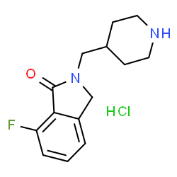 ChemSpider 2D Image | 7-Fluoro-2-(piperidin-4-ylmethyl)isoindolin-1-one hydrochloride | C14H18ClFN2O