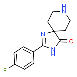 ChemSpider 2D Image | 2-(4-Fluorophenyl)-1,3,8-triazaspiro[4.5]dec-1-en-4-one | C13H14FN3O