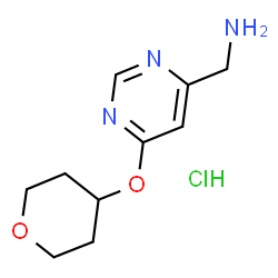 ChemSpider 2D Image | 1-[6-(OXAN-4-YLOXY)PYRIMIDIN-4-YL]METHANAMINE HYDROCHLORIDE | C10H16ClN3O2