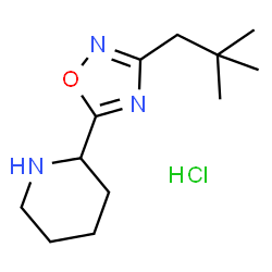 ChemSpider 2D Image | 2-[3-(2,2-Dimethylpropyl)-1,2,4-oxadiazol-5-yl]piperidine hydrochloride | C12H22ClN3O