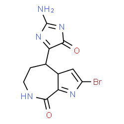ChemSpider 2D Image | 4-(2-Amino-4-oxo-4H-imidazol-5-yl)-2-bromo-4,5,6,7-tetrahydropyrrolo[2,3-c]azepin-8(3aH)-one | C11H10BrN5O2