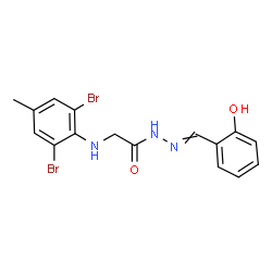 ChemSpider 2D Image | 2-[(2,6-Dibromo-4-methylphenyl)amino]-N'-(2-hydroxybenzylidene)acetohydrazide (non-preferred name) | C16H15Br2N3O2