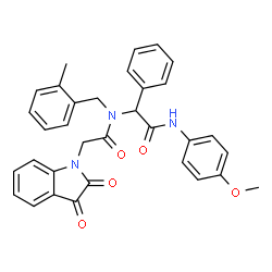 ChemSpider 2D Image | 2-(2,3-dioxoindolin-1-yl)-N-(2-(4-methoxyphenylamino)-2-oxo-1-phenylethyl)-N-(2-methylbenzyl)acetamide | C33H29N3O5