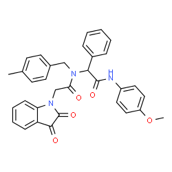 ChemSpider 2D Image | 2-(2,3-dioxoindolin-1-yl)-N-(2-(4-methoxyphenylamino)-2-oxo-1-phenylethyl)-N-(4-methylbenzyl)acetamide | C33H29N3O5