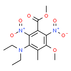 ChemSpider 2D Image | Methyl 3-(diethylamino)-5-methoxy-4-methyl-2,6-dinitrobenzoate | C14H19N3O7