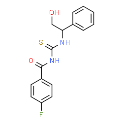 ChemSpider 2D Image | 4-Fluoro-N-[(2-hydroxy-1-phenylethyl)carbamothioyl]benzamide | C16H15FN2O2S