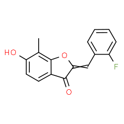 ChemSpider 2D Image | 2-(2-Fluorobenzylidene)-6-hydroxy-7-methyl-1-benzofuran-3(2H)-one | C16H11FO3