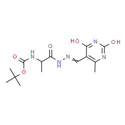 ChemSpider 2D Image | 2-Methyl-2-propanyl (1-{2-[(2,4-dihydroxy-6-methyl-5-pyrimidinyl)methylene]hydrazino}-1-oxo-2-propanyl)carbamate (non-preferred name) | C14H21N5O5