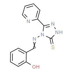ChemSpider 2D Image | 4-[(2-Hydroxybenzylidene)amino]-5-(2-pyridinyl)-2,4-dihydro-3H-1,2,4-triazole-3-thione | C14H11N5OS