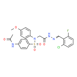 ChemSpider 2D Image | N-{4-[{2-[2-(2-Chloro-6-fluorobenzylidene)hydrazino]-2-oxoethyl}(4-methoxyphenyl)sulfamoyl]phenyl}acetamide (non-preferred name) | C24H22ClFN4O5S