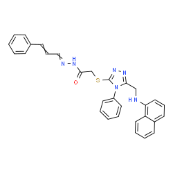 ChemSpider 2D Image | 2-({5-[(1-Naphthylamino)methyl]-4-phenyl-4H-1,2,4-triazol-3-yl}sulfanyl)-N'-(3-phenyl-2-propen-1-ylidene)acetohydrazide | C30H26N6OS