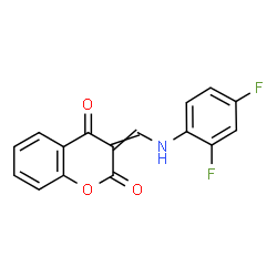 ChemSpider 2D Image | 3-{[(2,4-Difluorophenyl)amino]methylene}-2H-chromene-2,4(3H)-dione | C16H9F2NO3