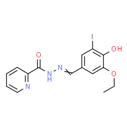 ChemSpider 2D Image | N'-(3-Ethoxy-4-hydroxy-5-iodobenzylidene)-2-pyridinecarbohydrazide | C15H14IN3O3