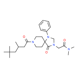ChemSpider 2D Image | N,N-Dimethyl-2-[4-oxo-1-phenyl-8-(3,5,5-trimethylhexanoyl)-1,3,8-triazaspiro[4.5]dec-3-yl]acetamide | C26H40N4O3