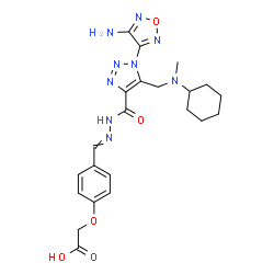 ChemSpider 2D Image | {4-[({[1-(4-Amino-1,2,5-oxadiazol-3-yl)-5-{[cyclohexyl(methyl)amino]methyl}-1H-1,2,3-triazol-4-yl]carbonyl}hydrazono)methyl]phenoxy}acetic acid | C22H27N9O5