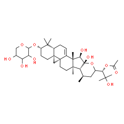 ChemSpider 2D Image | (3beta,9beta,15alpha,16beta,24S)-15,16,25-Trihydroxy-3-(pentopyranosyloxy)-16,23-epoxy-9,19-cyclolanost-7-en-24-yl acetate | C37H58O11