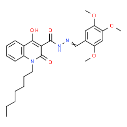 ChemSpider 2D Image | 1-Heptyl-4-hydroxy-2-oxo-N'-(2,4,5-trimethoxybenzylidene)-1,2-dihydro-3-quinolinecarbohydrazide | C27H33N3O6