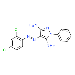 ChemSpider 2D Image | 4-[(2,4-Dichlorophenyl)diazenyl]-1-phenyl-1H-pyrazole-3,5-diamine | C15H12Cl2N6