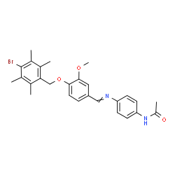ChemSpider 2D Image | N-[4-({4-[(4-Bromo-2,3,5,6-tetramethylbenzyl)oxy]-3-methoxybenzylidene}amino)phenyl]acetamide | C27H29BrN2O3