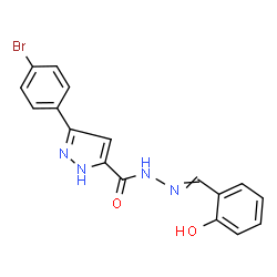 ChemSpider 2D Image | 3-(4-Bromophenyl)-N'-(2-hydroxybenzylidene)-1H-pyrazole-5-carbohydrazide | C17H13BrN4O2