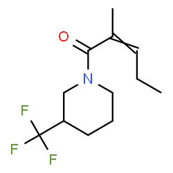 ChemSpider 2D Image | 2-Methyl-1-[3-(trifluoromethyl)-1-piperidinyl]-2-penten-1-one | C12H18F3NO