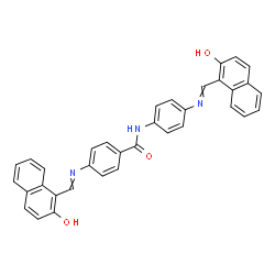 ChemSpider 2D Image | 4-{[(2-Hydroxy-1-naphthyl)methylene]amino}-N-(4-{[(2-hydroxy-1-naphthyl)methylene]amino}phenyl)benzamide | C35H25N3O3