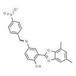 ChemSpider 2D Image | 2-(5,7-Dimethyl-1,3-benzoxazol-2-yl)-4-[(4-nitrobenzylidene)amino]phenol | C22H17N3O4