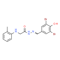 ChemSpider 2D Image | N'-(3,5-dibromo-4-hydroxybenzylidene)-2-[(2-methylphenyl)amino]acetohydrazide (non-preferred name) | C16H15Br2N3O2