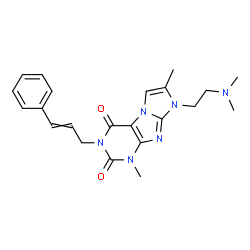 ChemSpider 2D Image | 3-Cinnamyl-8-[2-(dimethylamino)ethyl]-1,7-dimethyl-1H-imidazo[2,1-f]purine-2,4(3H,8H)-dione | C22H26N6O2