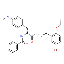 ChemSpider 2D Image | N-{3-[2-(5-Bromo-2-ethoxybenzylidene)hydrazino]-1-[4-(dimethylamino)phenyl]-3-oxo-1-propen-2-yl}benzamide | C27H27BrN4O3