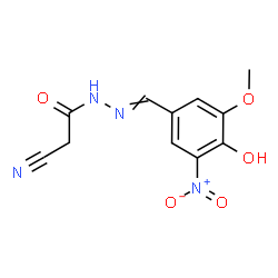 ChemSpider 2D Image | 2-cyano-N'-(4-hydroxy-3-methoxy-5-nitrobenzylidene)acetohydrazide | C11H10N4O5