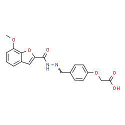 ChemSpider 2D Image | [4-({[(7-Methoxy-1-benzofuran-2-yl)carbonyl]hydrazono}methyl)phenoxy]acetic acid | C19H16N2O6