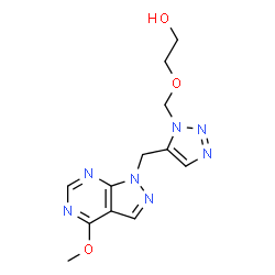 ChemSpider 2D Image | 2-({5-[(4-Methoxy-1H-pyrazolo[3,4-d]pyrimidin-1-yl)methyl]-1H-1,2,3-triazol-1-yl}methoxy)ethanol | C12H15N7O3
