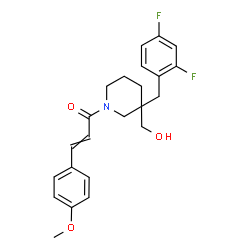 ChemSpider 2D Image | 1-[3-(2,4-Difluorobenzyl)-3-(hydroxymethyl)-1-piperidinyl]-3-(4-methoxyphenyl)-2-propen-1-one | C23H25F2NO3