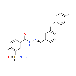 ChemSpider 2D Image | 2-Chloro-5-({2-[3-(4-chlorophenoxy)benzylidene]hydrazino}carbonyl)benzenesulfonamide | C20H15Cl2N3O4S