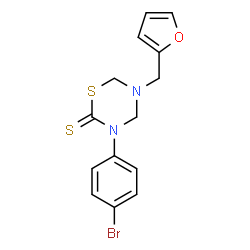 ChemSpider 2D Image | 3-(4-Bromophenyl)-5-(2-furylmethyl)-1,3,5-thiadiazinane-2-thione | C14H13BrN2OS2