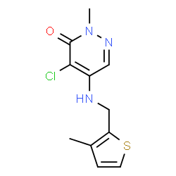 ChemSpider 2D Image | 4-Chloro-2-methyl-5-{[(3-methyl-2-thienyl)methyl]amino}-3(2H)-pyridazinone | C11H12ClN3OS