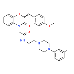 ChemSpider 2D Image | N-{2-[4-(3-Chlorophenyl)-1-piperazinyl]ethyl}-2-[2-(4-methoxybenzylidene)-3-oxo-2,3-dihydro-4H-1,4-benzoxazin-4-yl]acetamide | C30H31ClN4O4