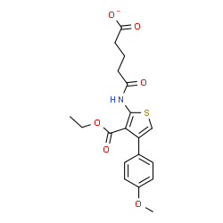 ChemSpider 2D Image | 5-{[3-(Ethoxycarbonyl)-4-(4-methoxyphenyl)-2-thienyl]amino}-5-oxopentanoate | C19H20NO6S