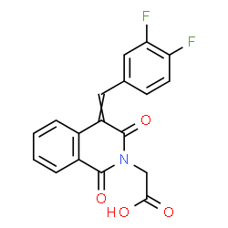 ChemSpider 2D Image | [4-(3,4-Difluorobenzylidene)-1,3-dioxo-3,4-dihydro-2(1H)-isoquinolinyl]acetic acid | C18H11F2NO4