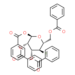 ChemSpider 2D Image | 1,2,3,6-Tetra-O-benzoyl-4-deoxy-4-fluoro-alpha-D-mannopyranose | C34H27FO9