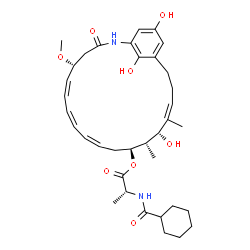 ChemSpider 2D Image | (5R,6Z,8Z,10Z,13S,14S,15R,16Z)-15,22,24-Trihydroxy-5-methoxy-14,16-dimethyl-3-oxo-2-azabicyclo[18.3.1]tetracosa-1(24),6,8,10,16,20,22-heptaen-13-yl N-(cyclohexylcarbonyl)-D-alaninate | C36H50N2O8