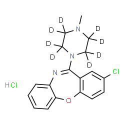 ChemSpider 2D Image | 2-Chloro-11-[4-methyl(~2~H_8_)-1-piperazinyl]dibenzo[b,f][1,4]oxazepine hydrochloride (1:1) | C18H11D8Cl2N3O