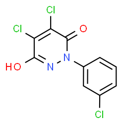 ChemSpider 2D Image | 4,5-Dichloro-2-(3-chlorophenyl)-6-hydroxy-3(2H)-pyridazinone | C10H5Cl3N2O2