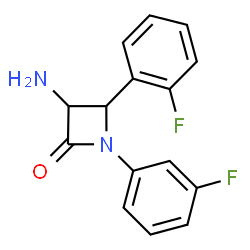 ChemSpider 2D Image | 3-Amino-4-(2-fluorophenyl)-1-(3-fluorophenyl)-2-azetidinone | C15H12F2N2O